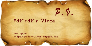 Pádár Vince névjegykártya